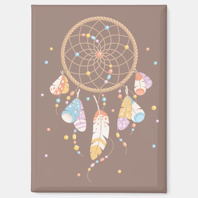 Tribal Boho Dreamcatcher On Brown V2 Magnet (Front)