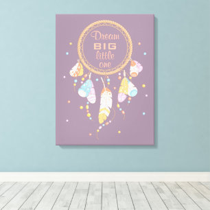 Tribal Boho Dreamcatcher on Purple Quote Canvas Print