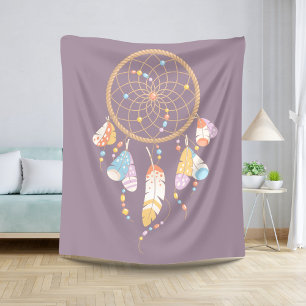 Tribal Boho Dreamcatcher on Purple Sherpa Blanket