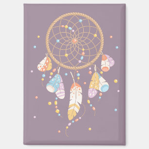 Tribal Boho Dreamcatcher On Purple V2 Magnet
