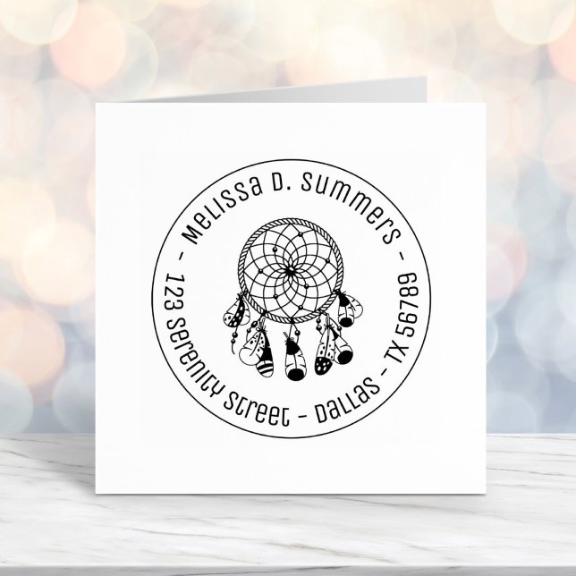 Tribal Boho Dreamcatcher Round Address 1 Self-inking Stamp (Creator Uploaded)