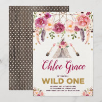 Tribal Boho Floral WILD ONE Birthday Party Teepee