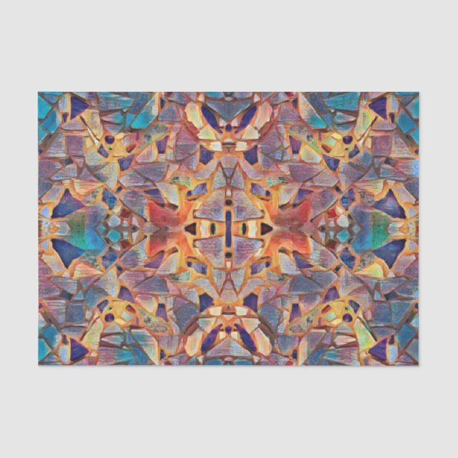 Tribal Boho Hippie Purple Yellow Blue Pattern Tissue Paper (Front)