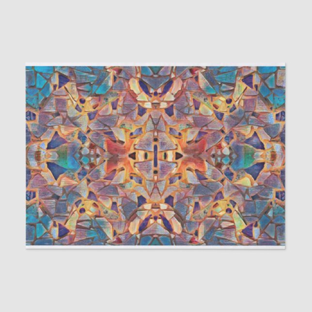 Tribal Boho Hippie Purple Yellow Blue Pattern Tissue Paper (Front)