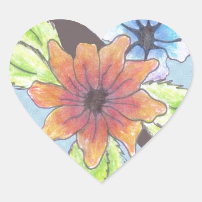 Tribal Bouquet Heart Sticker (Front)