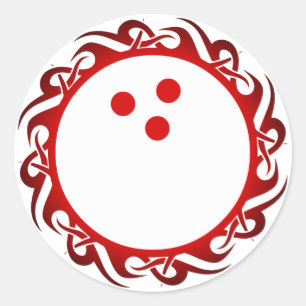 tribal bowling classic round sticker