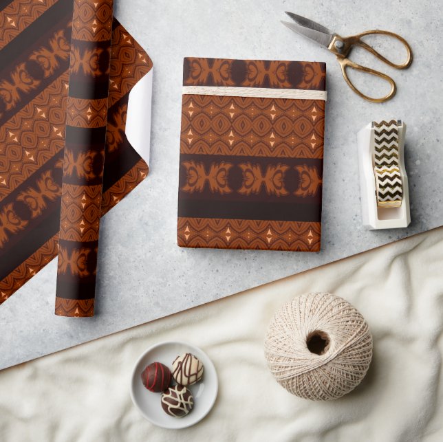 Tribal Brown & Black Pattern Wrapping Paper (Crafts)