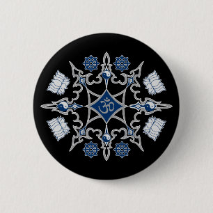 Tribal Buddhist Symbols 6 Cm Round Badge