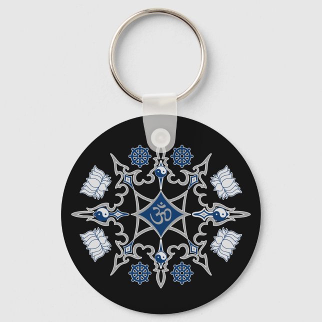Tribal Buddhist Symbols Key Ring (Front)