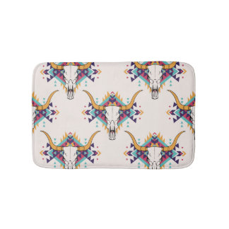 Tribal Bull Skull: Boho Seamless Bath Mat