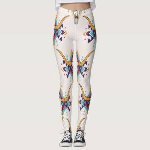 Tribal Bull Skull: Boho Seamless Leggings