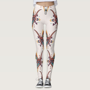 Tribal Bull Skull: Boho Seamless Leggings