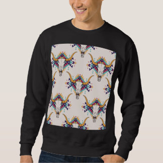 Tribal Bull Skull: Boho Seamless Sweatshirt