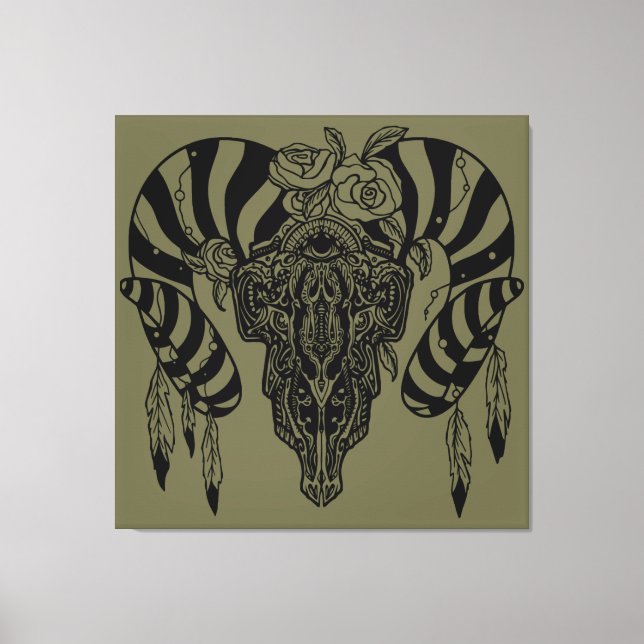Tribal bull skull canvas print (Front)