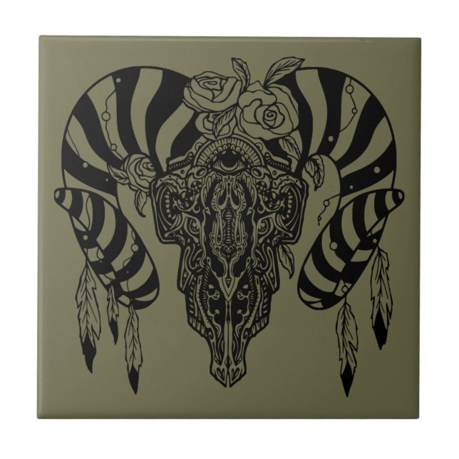 Tribal bull skull tile (Front)