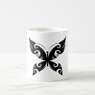 Tribal Butterfly Tattoo Bold Black Ink Style Coffee Mug