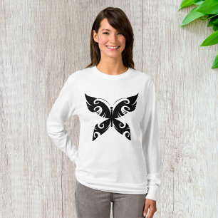 Tribal Butterfly Tattoo Bold Black Ink Style  T-Shirt