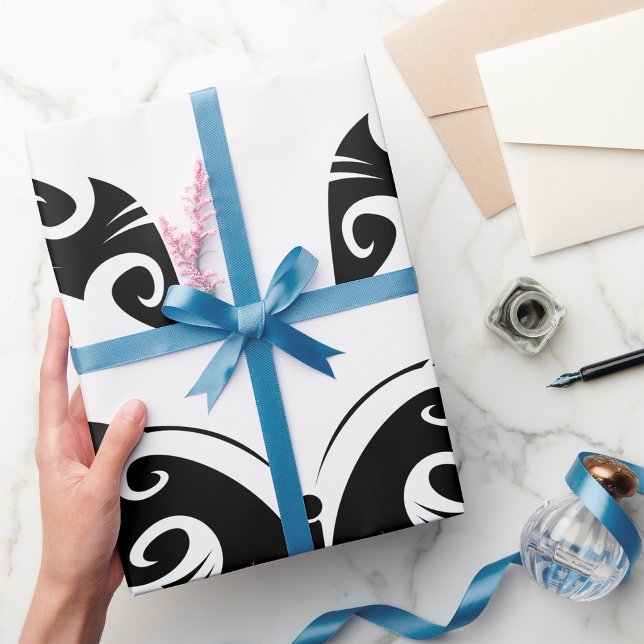 Tribal Butterfly Tattoo Bold Black Ink Style  Wrapping Paper (Creator Uploaded)