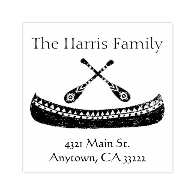 Tribal Canoe Silhouette Personalised Rubber Stamp (Imprint)