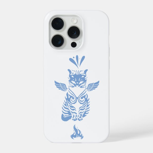 Tribal Cat Art iPhone 15 Pro Case (Back)