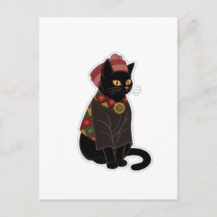Tribal Chief Black Cat Greeting Card