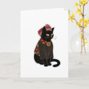 Tribal Chief Black Cat Greeting Card