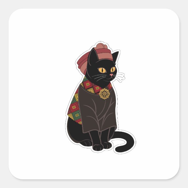 Tribal Chief Black Cat  Sticker (Front)