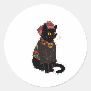 Tribal Chief Black Cat Sticker