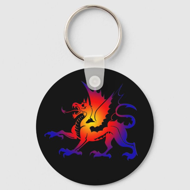 Tribal Colour Dragon Keychain II (Front)