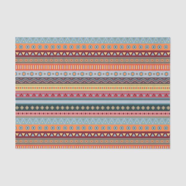 Tribal Colourful Geometric Pattern Tissue Paper (Front)