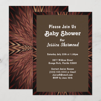 Tribal Copper Abstract in Fog Baby Shower Invitation
