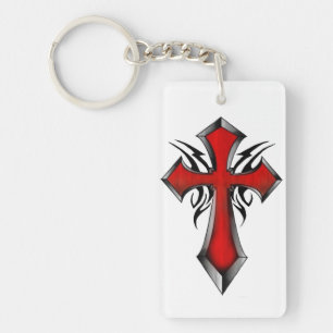 Tribal Cross Keychain, Faith, Religion, Christian Key Ring