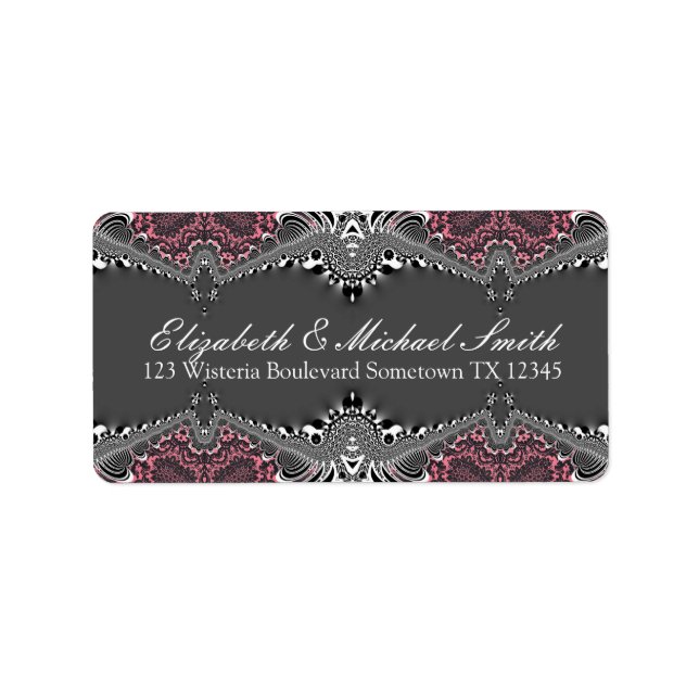Tribal Dark Pink Damask Address Stickers Label (Front)