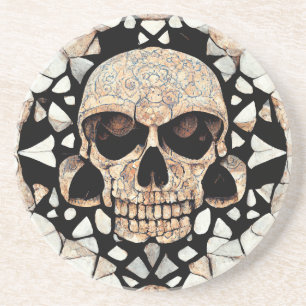Tribal Decorative Ornament Mayan Skull Art Coaster