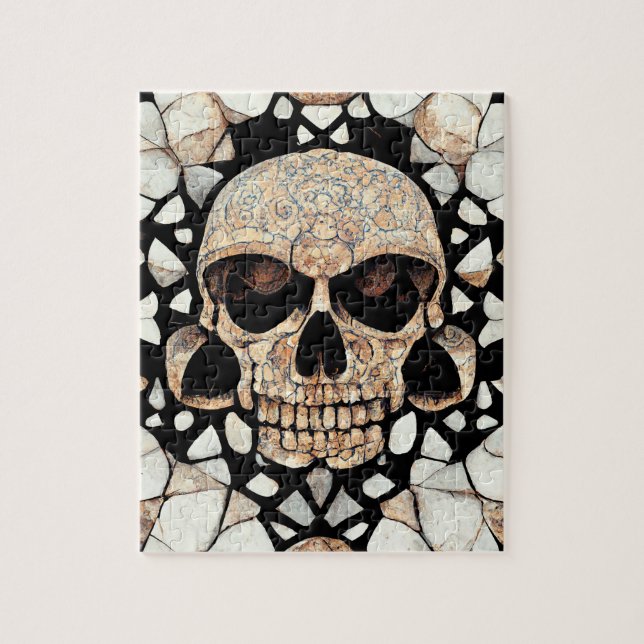 Tribal Decorative Ornament | Mayan Skull Art Jigsaw Puzzle (Vertical)
