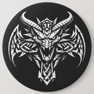 Tribal Demon Head Graphic by BurnsInHell 6 Cm Round Badge