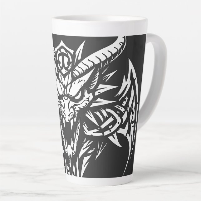    Tribal Demon Head Graphic by BurnsInHell Latte Mug (Right Angle)