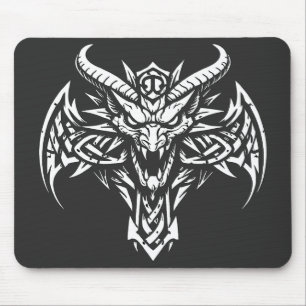 Tribal Demon Head Graphic by BurnsInHell Mouse Pad
