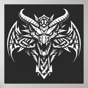 Tribal Demon Head Graphic by BurnsInHell Poster