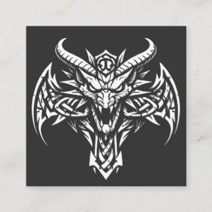 Tribal Demon Head Graphic by BurnsInHell Square Business Card