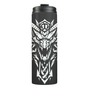 Tribal Demon Head Graphic by BurnsInHell Thermal Tumbler