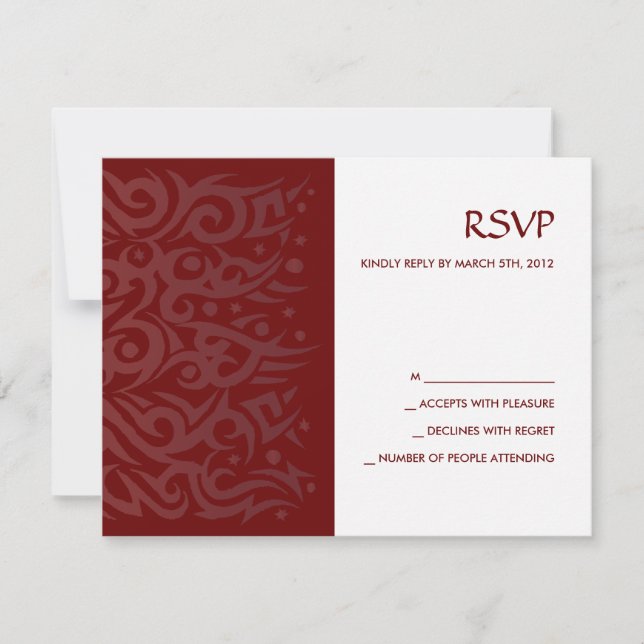 TRIBAL DESIGN Bar Bat Mitzvah Reply Card Chocolate (Front)
