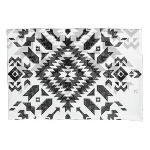Tribal Design: Black White Hand-Drawn Pillowcase