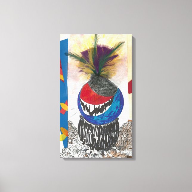 "Tribal Design Blue" Fine Art Canvas Print (Front)