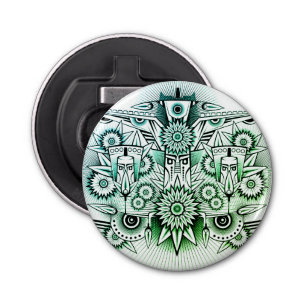 Tribal Design Green Tint Bottle Opener