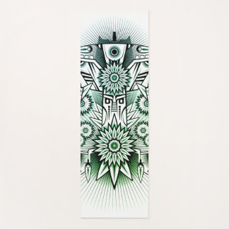 Tribal Design Green Tint Yoga Mat