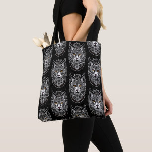 Tribal Design Lynx Tote Bag