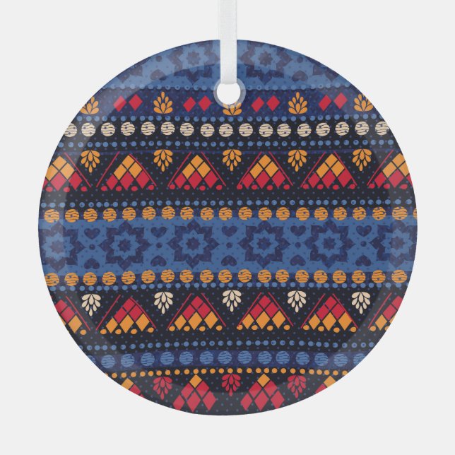 Tribal Design: Multifunctional Seamless Pattern. Glass Tree Decoration (Front)
