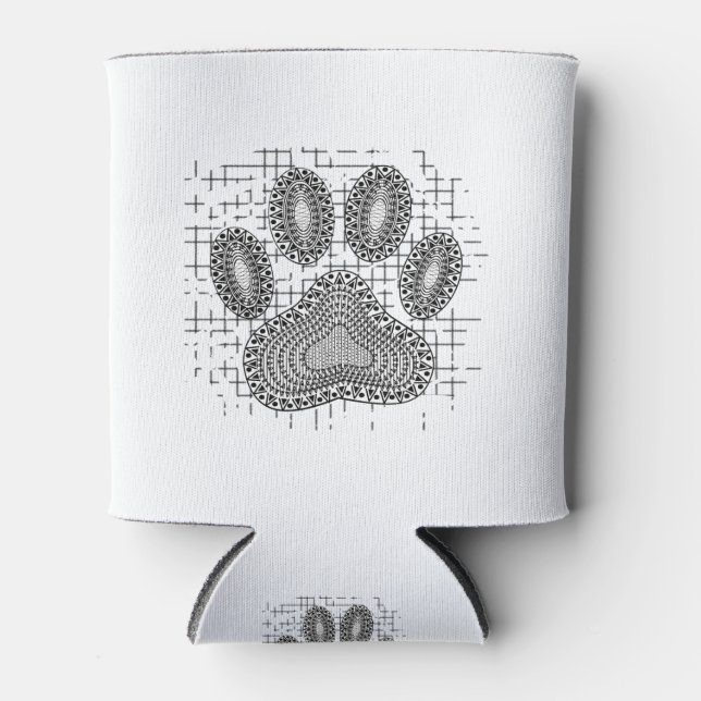 Tribal Dog Paw Print On Distressed Background Can Cooler (Front)