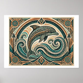 Tribal dolphin art poster